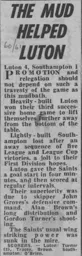 Match Report: Luton Town FC vs Southampton (3rd Dec 1960)
