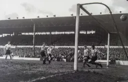 Jim Fleming blasts home the first goal
