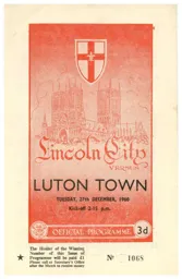 Programme: Lincoln City vs Luton Town FC (27th Dec 1960)