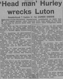 Match Report: Sunderland vs Luton Town FC (31st Dec 1960)