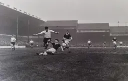 Gordon Turner skips past a Northampton defender