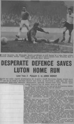 Match Report: Luton Town FC vs Plymouth Argyle (14th Jan 1961)