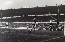 Geoff Barnsley clears the ball
