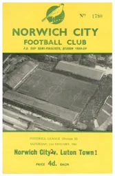Programme: Norwich City vs Luton Town FC (21st Jan 1961)