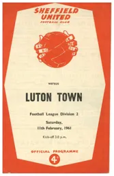 Programme: Sheffield United vs Luton Town FC (11th Feb 1961)