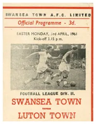 Programme: Swansea Town vs Luton Town FC (3rd Apr 1961)