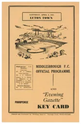 Programme: Middlesbrough vs Luton Town FC (8th Apr 1961)