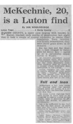 Match Report: Luton Town FC vs Derby County (30th Aug 1961)