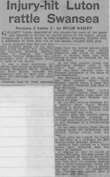 Match Report: Swansea Town vs Luton Town FC (9th Sep 1961)