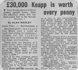 Match Report: Luton Town FC vs Southampton (16th Sep 1961)