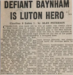 Match Report: Charlton Athletic vs Luton Town FC (23rd Sep 1961)