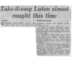 Match Report: Luton Town FC vs Middlesbrough (27th Sep 1961)