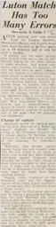 Match Report: Newcastle United vs Luton Town FC (30th Sep 1961)