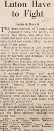 Match Report: Luton Town FC vs Bury (7th Oct 1961)