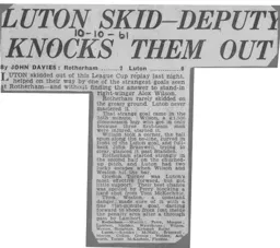 Match Report: Rotherham United vs Luton Town FC (10th Oct 1961)