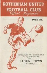 Programme: Rotherham United vs Luton Town FC (10th Oct 1961)