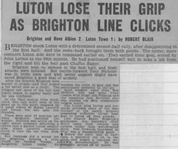 Match Report: Brighton & Hove Albion vs Luton Town FC (14th Oct 1961)