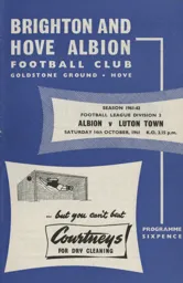 Programme: Brighton & Hove Albion vs Luton Town FC (14th Oct 1961)