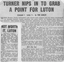 Match Report: Liverpool vs Luton Town FC (11th Nov 1961)