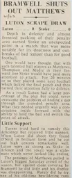 Match Report: Luton Town FC vs Stoke City (18th Nov 1961)