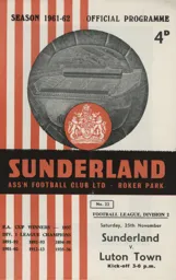 Programme: Sunderland vs Luton Town FC (25th Nov 1961)