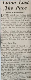 Match Report: Luton Town FC vs Rotherham United (2nd Dec 1961)