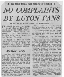 Match Report: Luton Town FC vs Rotherham United (2nd Dec 1961)