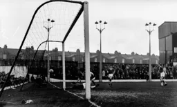 The ball is in the net again during a frantic first half