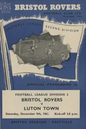 Programme: Bristol Rovers vs Luton Town FC (9th Dec 1961)