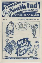 Programme: Preston North End vs Luton Town FC (16th Dec 1961)