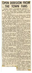 Match Report: Luton Town FC vs Plymouth Argyle (23rd Dec 1961)