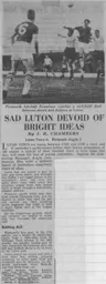 Match Report: Luton Town FC vs Plymouth Argyle (23rd Dec 1961)