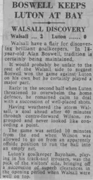 Match Report: Walsall vs Luton Town FC (26th Dec 1961)