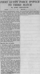 Match Report: Luton Town FC vs Ipswich Town (10th Jan 1962)
