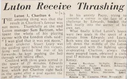Match Report: Luton Town FC vs Charlton Athletic (10th Feb 1962)