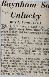 Match Report: Bury vs Luton Town FC (24th Feb 1962)
