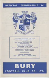 Programme: Bury vs Luton Town FC (24th Feb 1962)