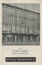 Programme: Leeds United vs Luton Town FC (24th Mar 1962)