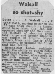 Match Report: Luton Town FC vs Walsall (11th Apr 1962)