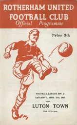 Programme: Rotherham United vs Luton Town FC (21st Apr 1962)