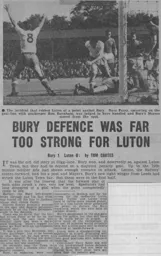 Match Report: Bury vs Luton Town FC (18th Aug 1962)