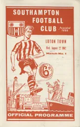 Programme: Southampton vs Luton Town FC (22nd Aug 1962)