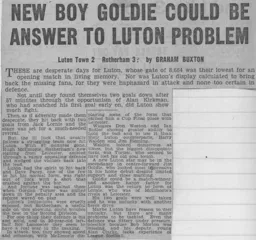 Match Report: Luton Town FC vs Rotherham United (25th Aug 1962)