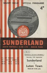 Programme: Sunderland vs Luton Town FC (15th Sep 1962)