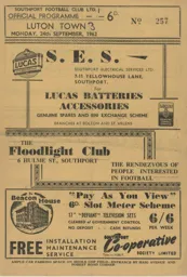 Programme: Southport vs Luton Town FC (24th Sep 1962)