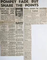 Match Report: Luton Town FC vs Portsmouth (6th Oct 1962)