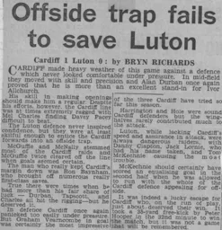 Match Report: Cardiff City vs Luton Town FC (13th Oct 1962)