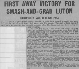 Match Report: Middlesbrough vs Luton Town FC (27th Oct 1962)