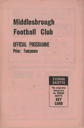 Programme: Middlesbrough vs Luton Town FC (27th Oct 1962)