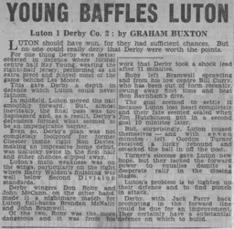 Match Report: Luton Town FC vs Derby County (3rd Nov 1962)